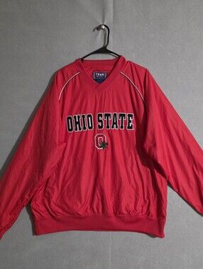 Vtg Team Edition Apparel Mens Ohio State Buckeyes Pullover Windbreaker Size L